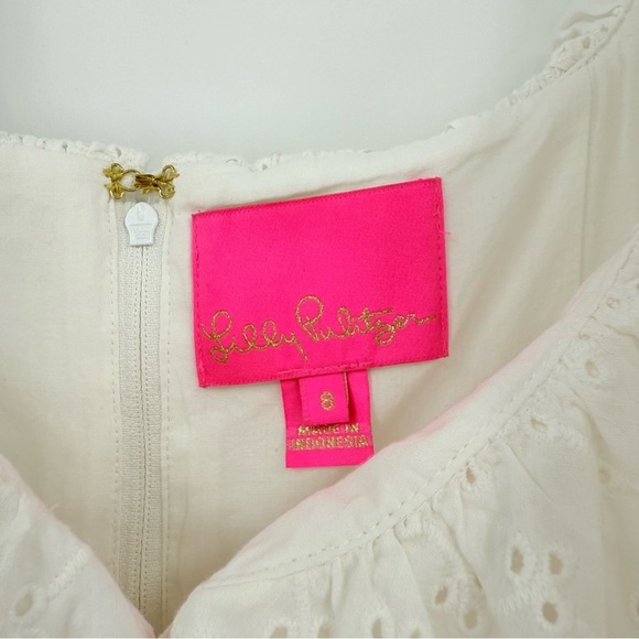 Lilly Pulitzer Emie Babydoll Ruffle Eyelet Dress in White Size 8 - Picture 7 of 14